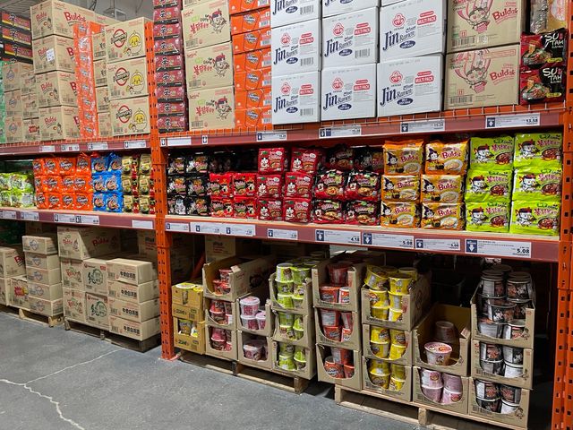 Aisles of Korean ramyeon and snacks