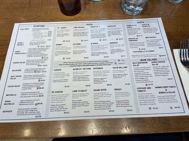 850 Degrees Pizzeria menu