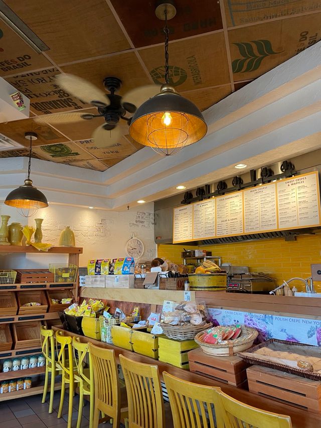 The yellow-themed interior